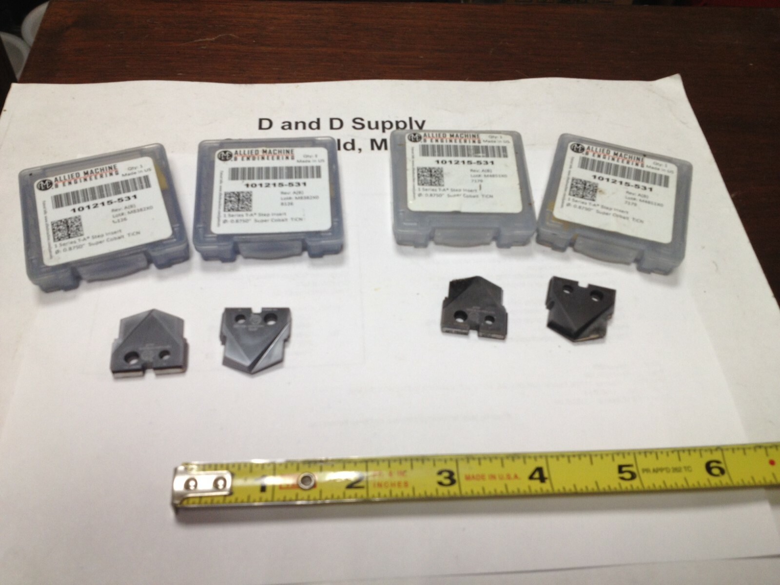 Lot of 2 New & 2 Used, Allied 101215-531, Spade Step Inserts, 7/8", HSS, TiCN