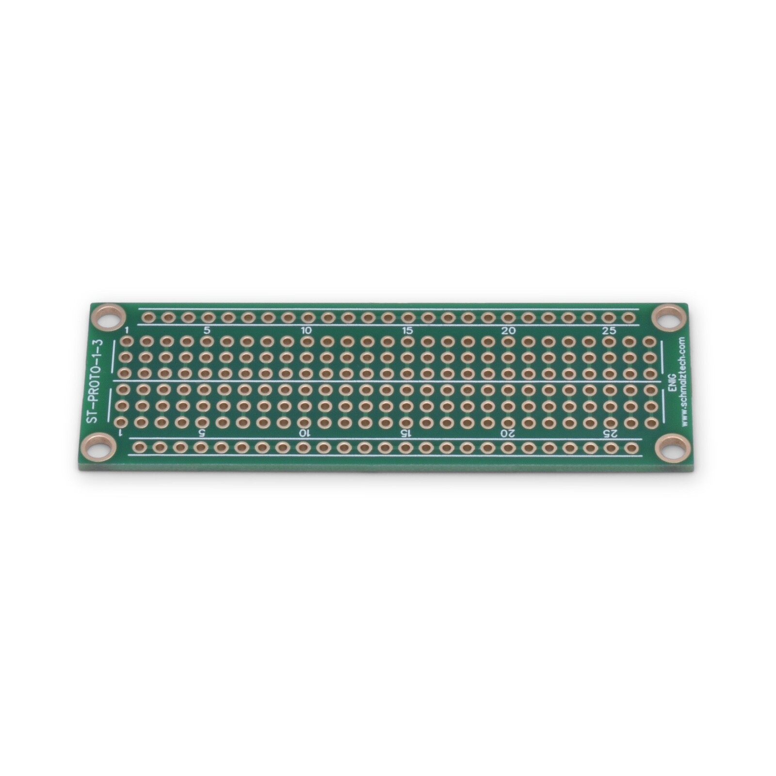 Premium 1" x 3" Protoboard PCB, ENIG Prototyping PCB, ST-PROTO-1-3