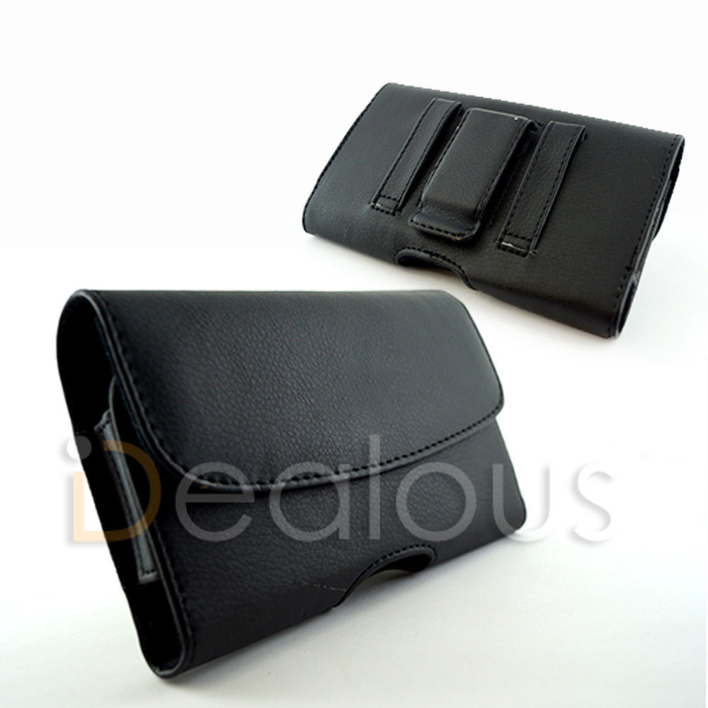 iPhone 12 Mini Premium Black Leather Holster Cover Pouch Case Fit Bulky Case