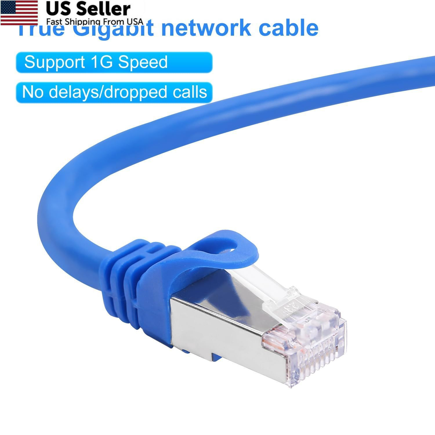 AvesView CAT 6 Shielded Ethernet Cable 25FT, Indoor High-Speed Blue