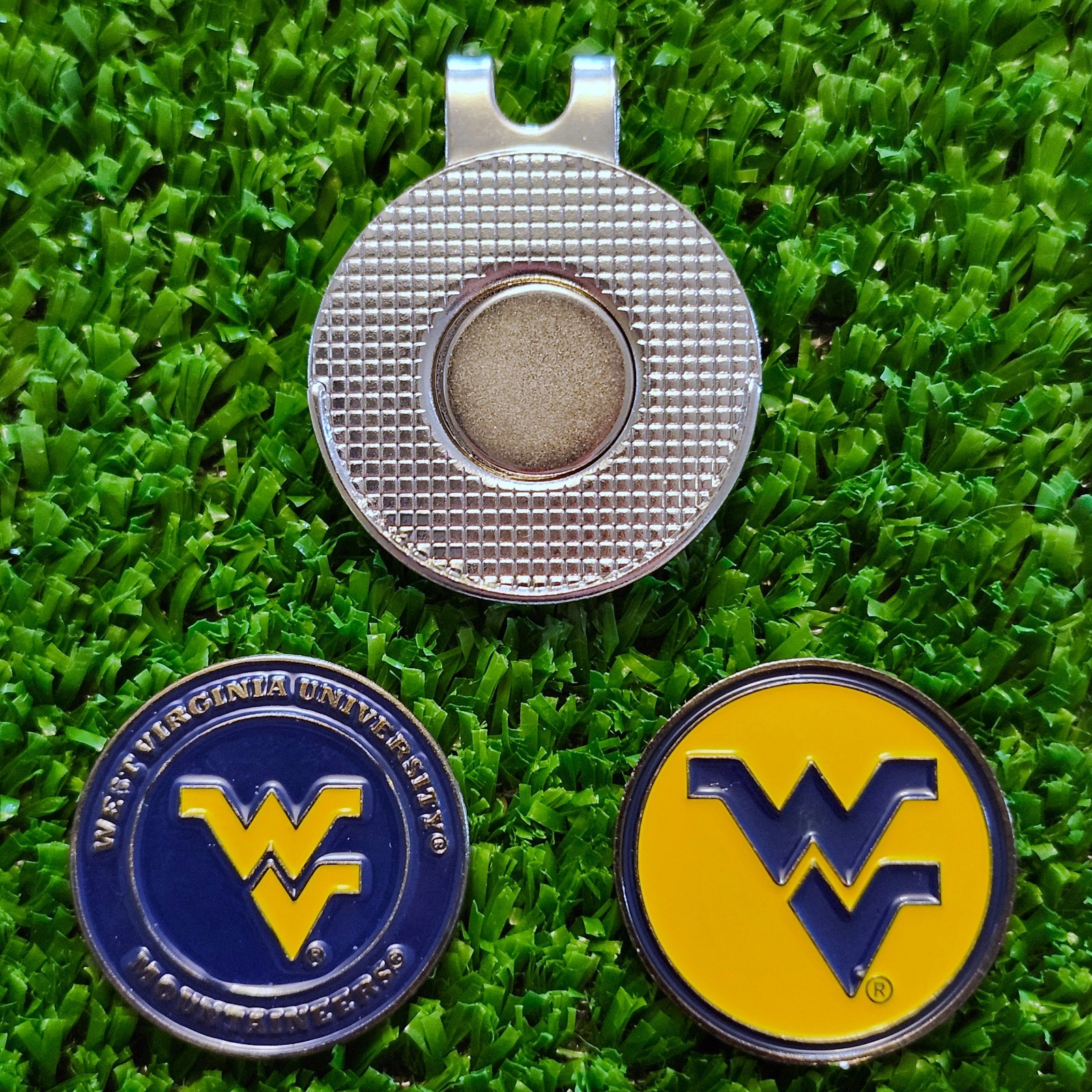 West Virginia Mountaineers Golf Ball Marker with Magnetic Hat Clip New