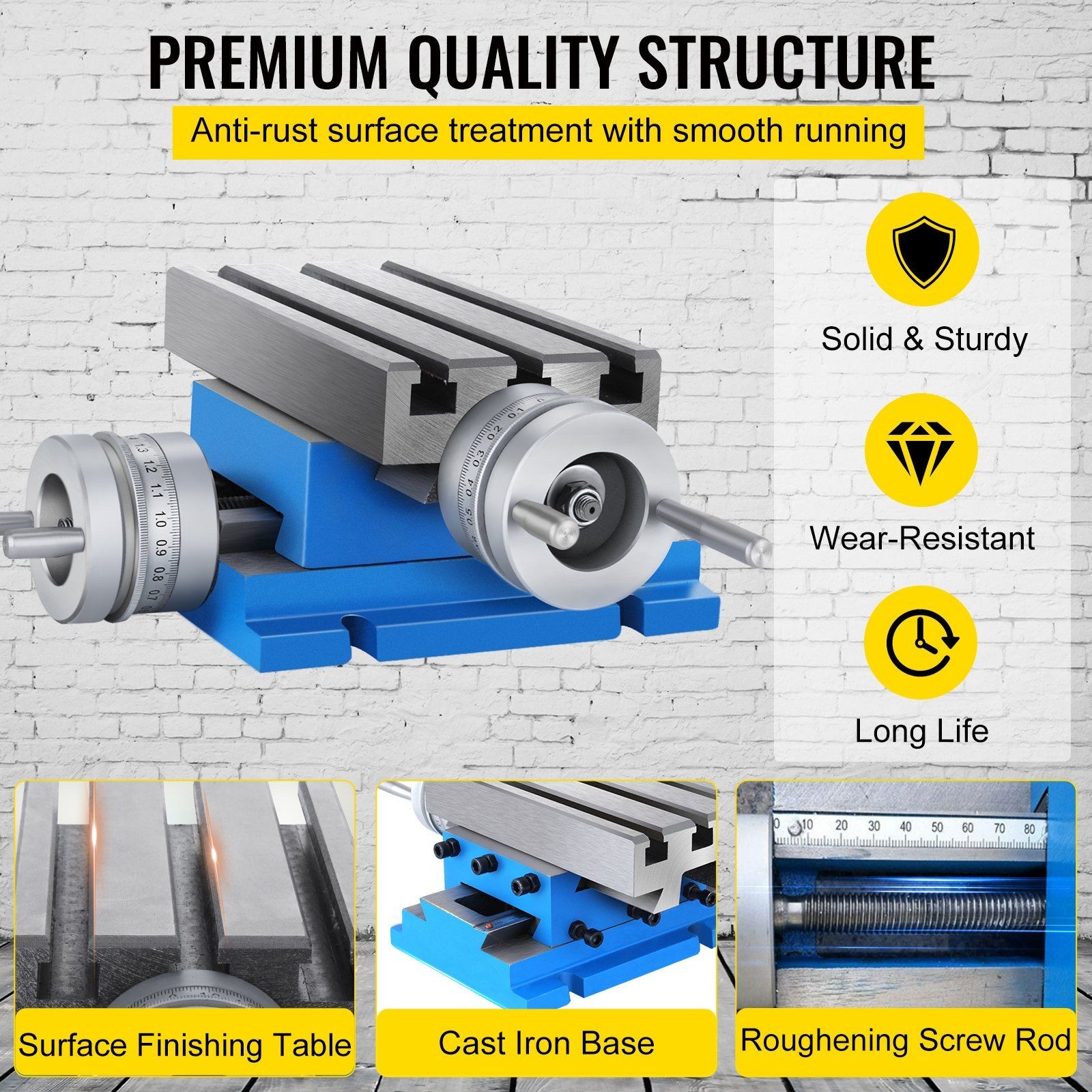 Adjustable Precision Cross Table 185x100mm, for Manual Milling Machines