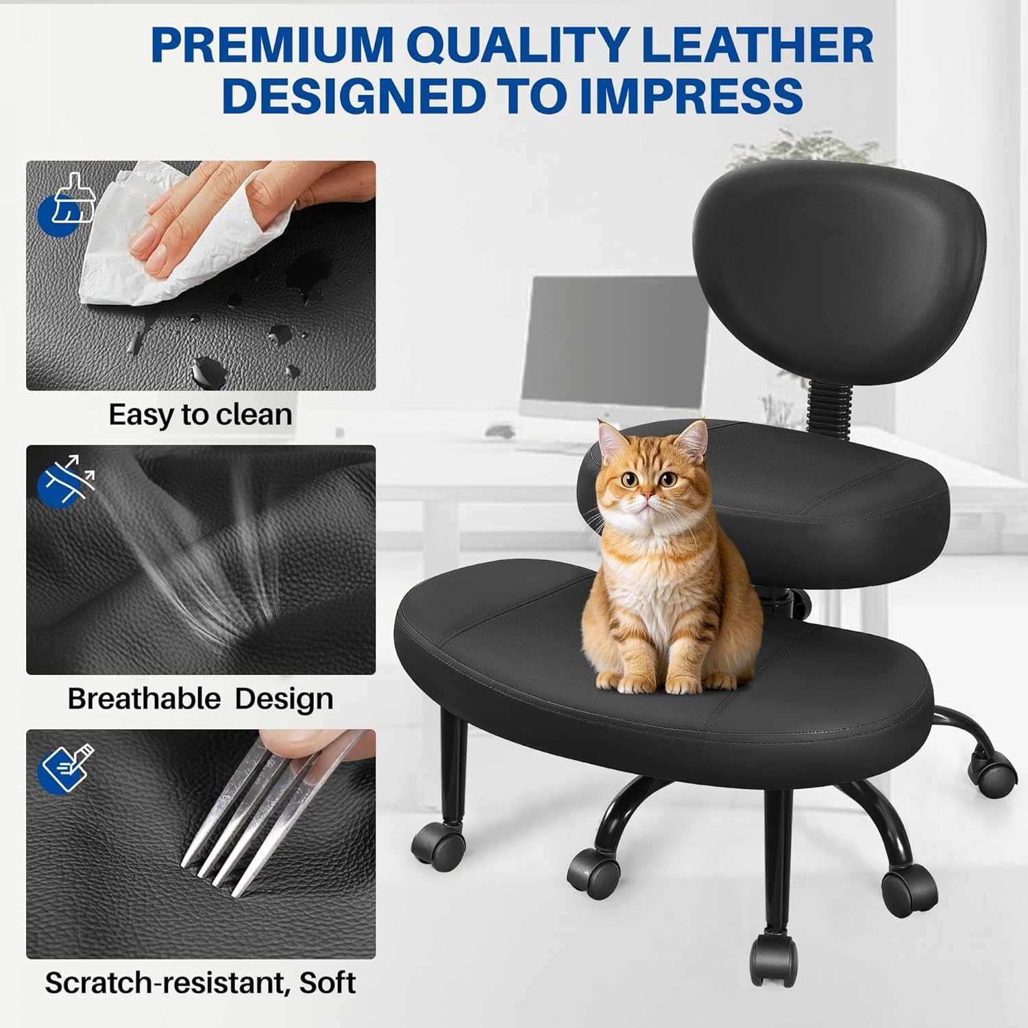 Cross Legged Office Chair Ergonomic Kneeling Wheels Adjustable Height