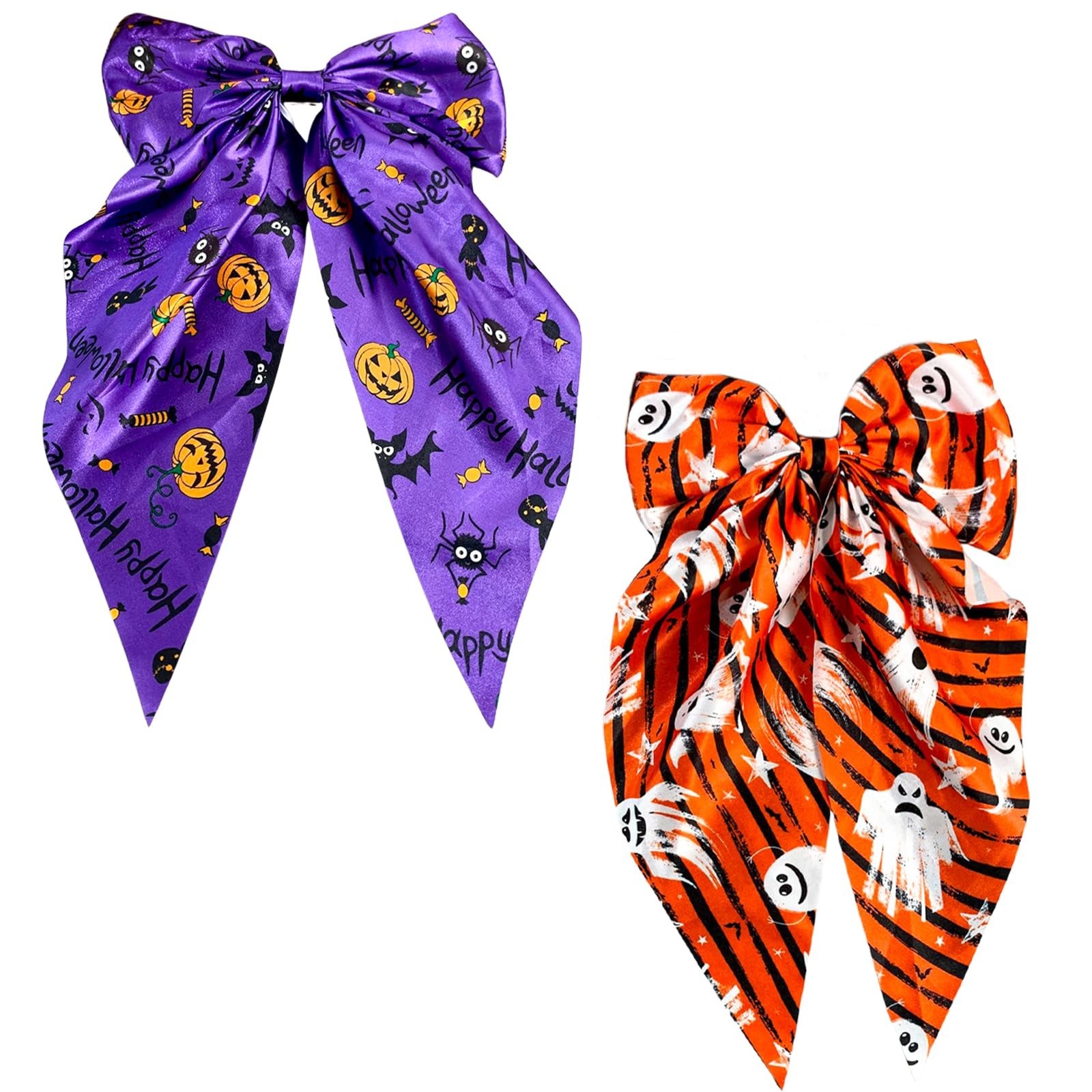 Hair Bows for Women Girls Halloween Silky Satin Hair Bow Clip with Long Tail ...