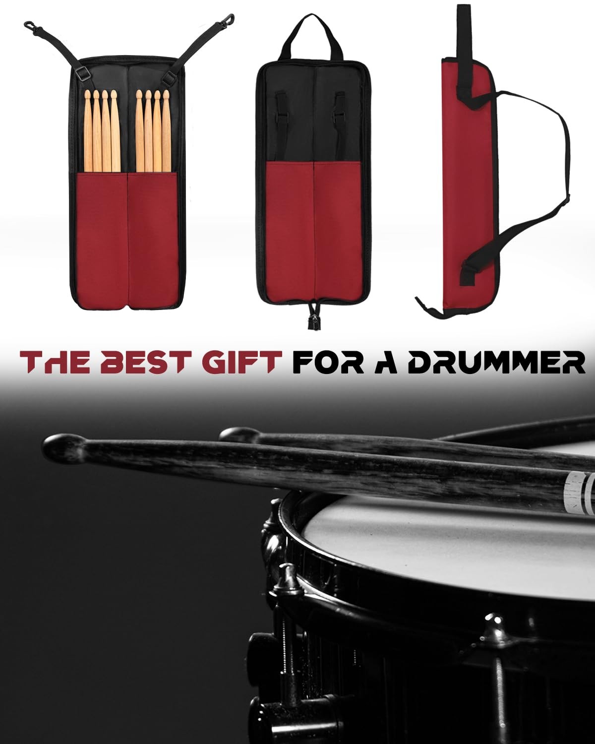Drumstick Bag Small Storage Case Hanging Rack Dark Red Accessory