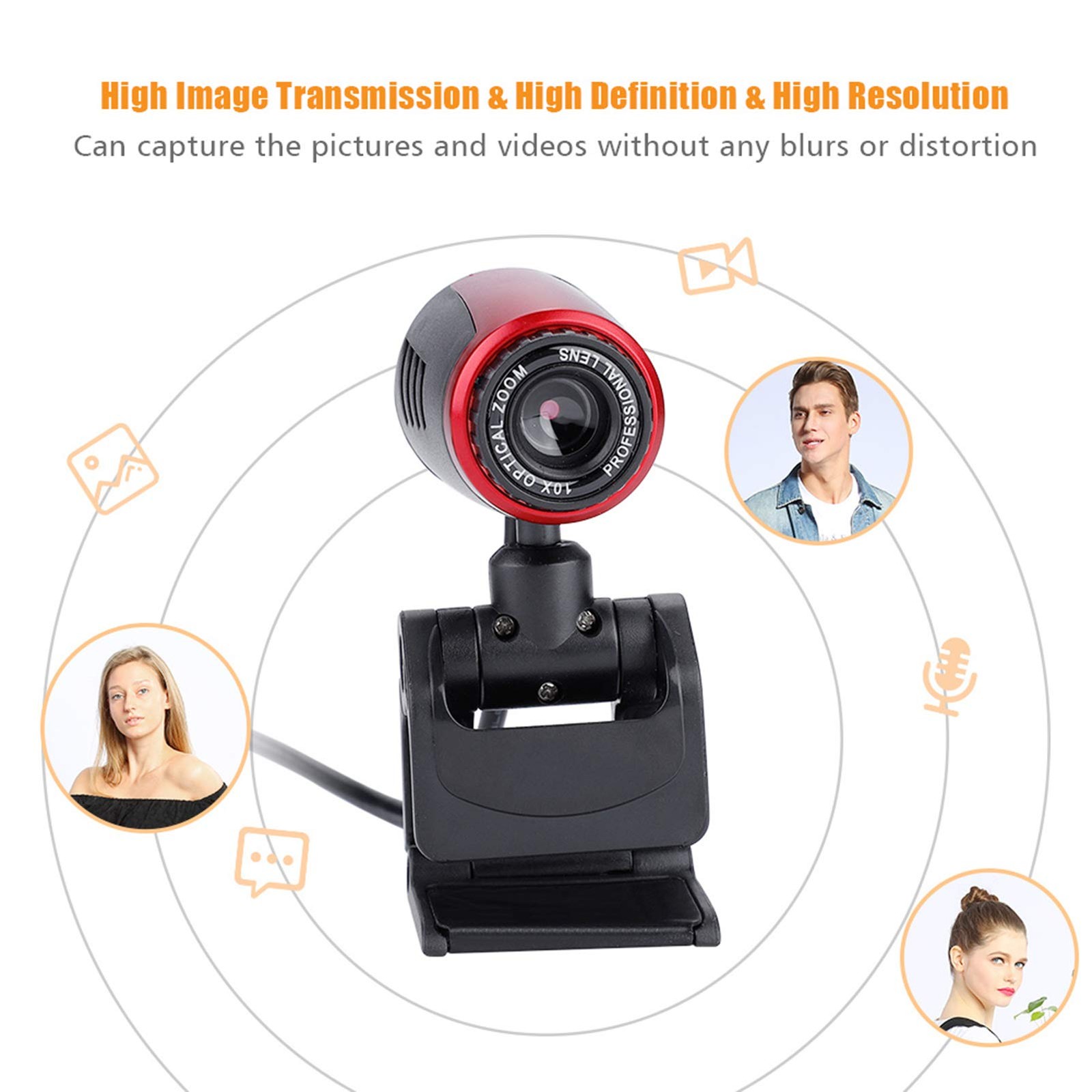 Web Camera 360 Degree Video Laptop Plug Play, USB 2.0 Computer PC 640 x 480