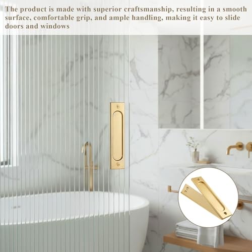 2 Pack Flush Door Pull Rectangular Recessed Door Pull Finger Flush Aluminum