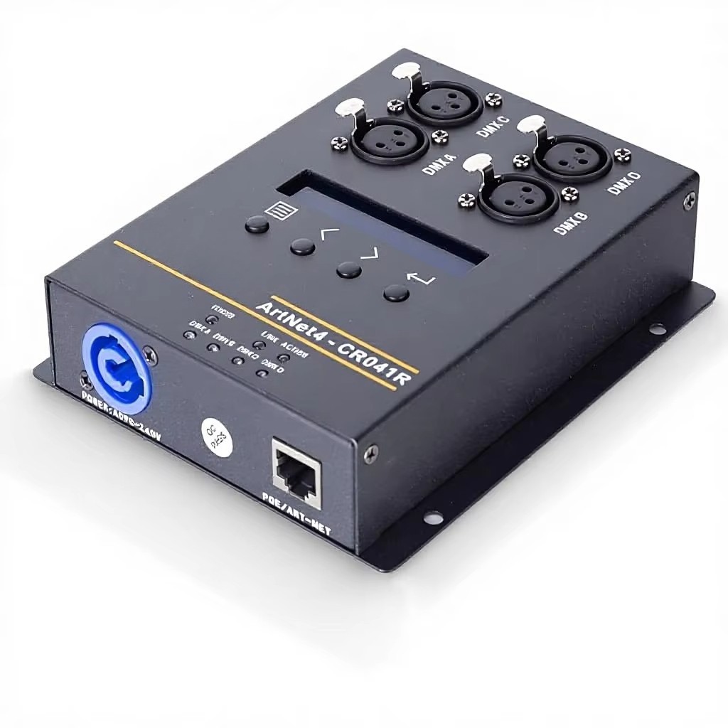 4-Ch ArtNet DMX512 Bidirectional Converter Opto-Isolated PoE Truss-Mount Node