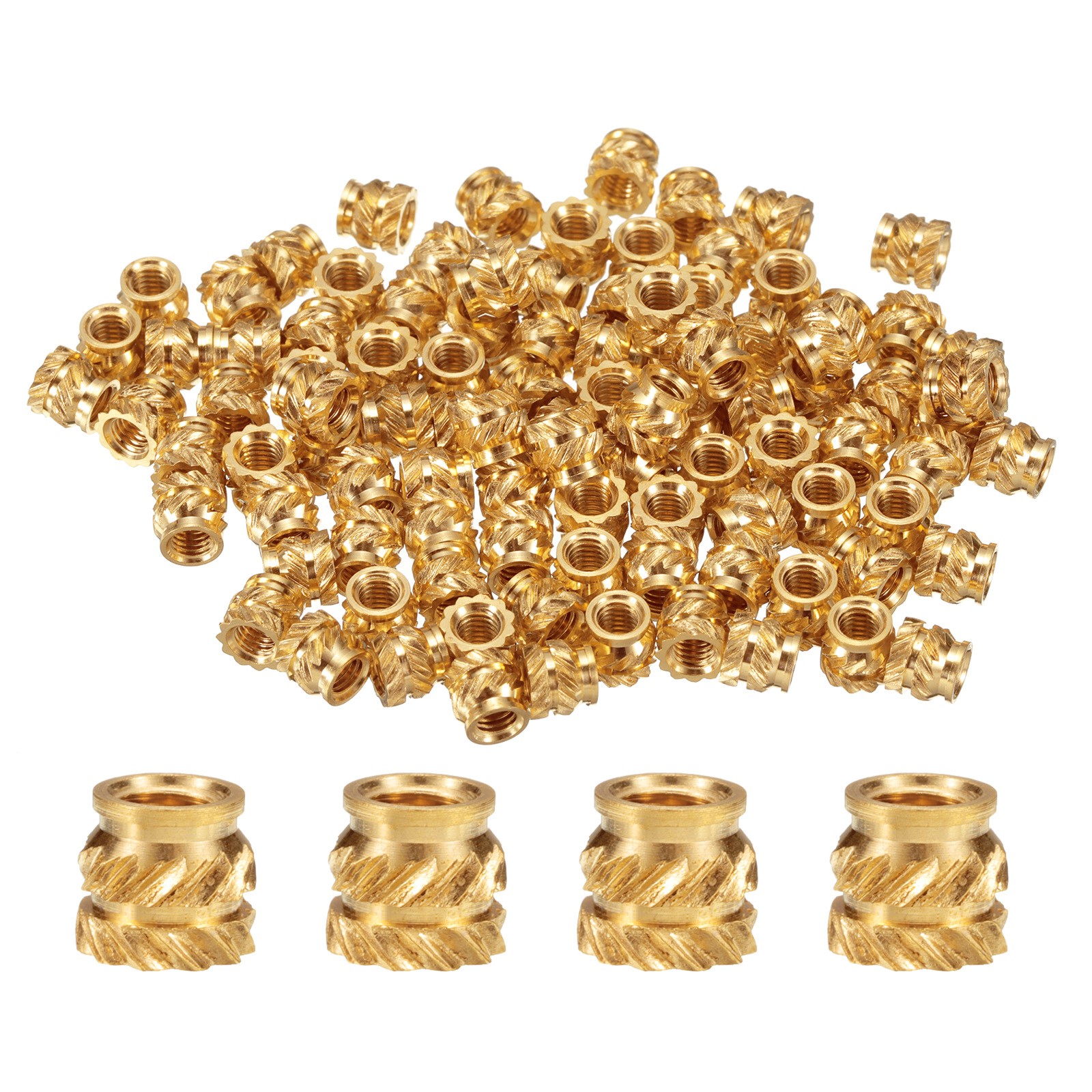 100pcs M3 Threaded Inserts Brass Heat Set Insert M3x4.5mm, OD 5mm Knurled Nuts