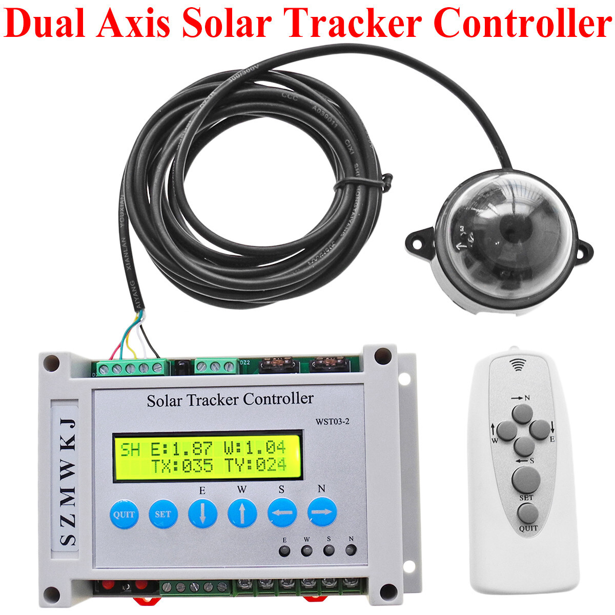 SZMWKJ Solar Panel Auto Tracking LCD Dual Axis Solar Tracker Controller & Remote