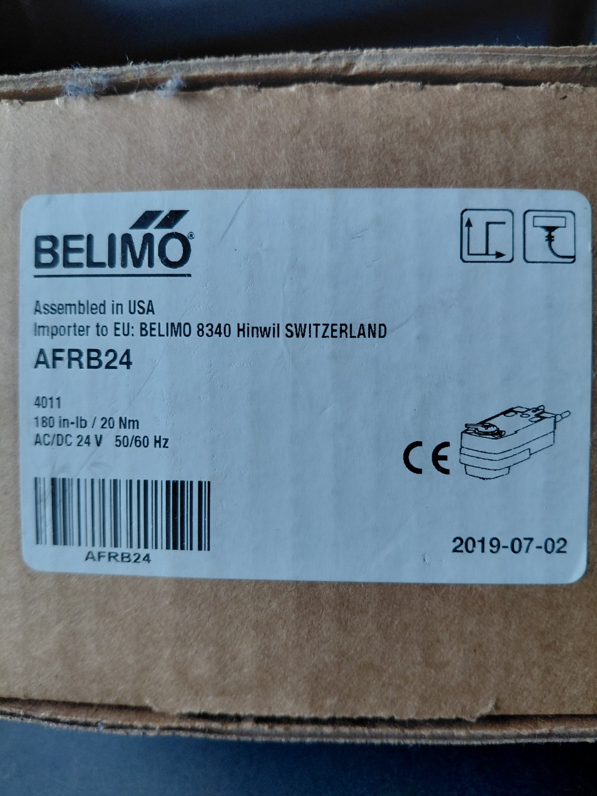 Belimo AFRB24 Spring Return Control Valve Actuator 24V AC/DC