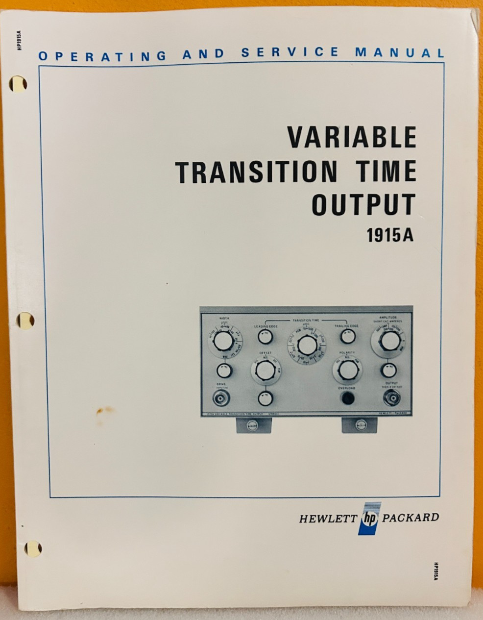 HP 01915-90906 1971 Model 1915A Variable Transition Time Output Service Manual.