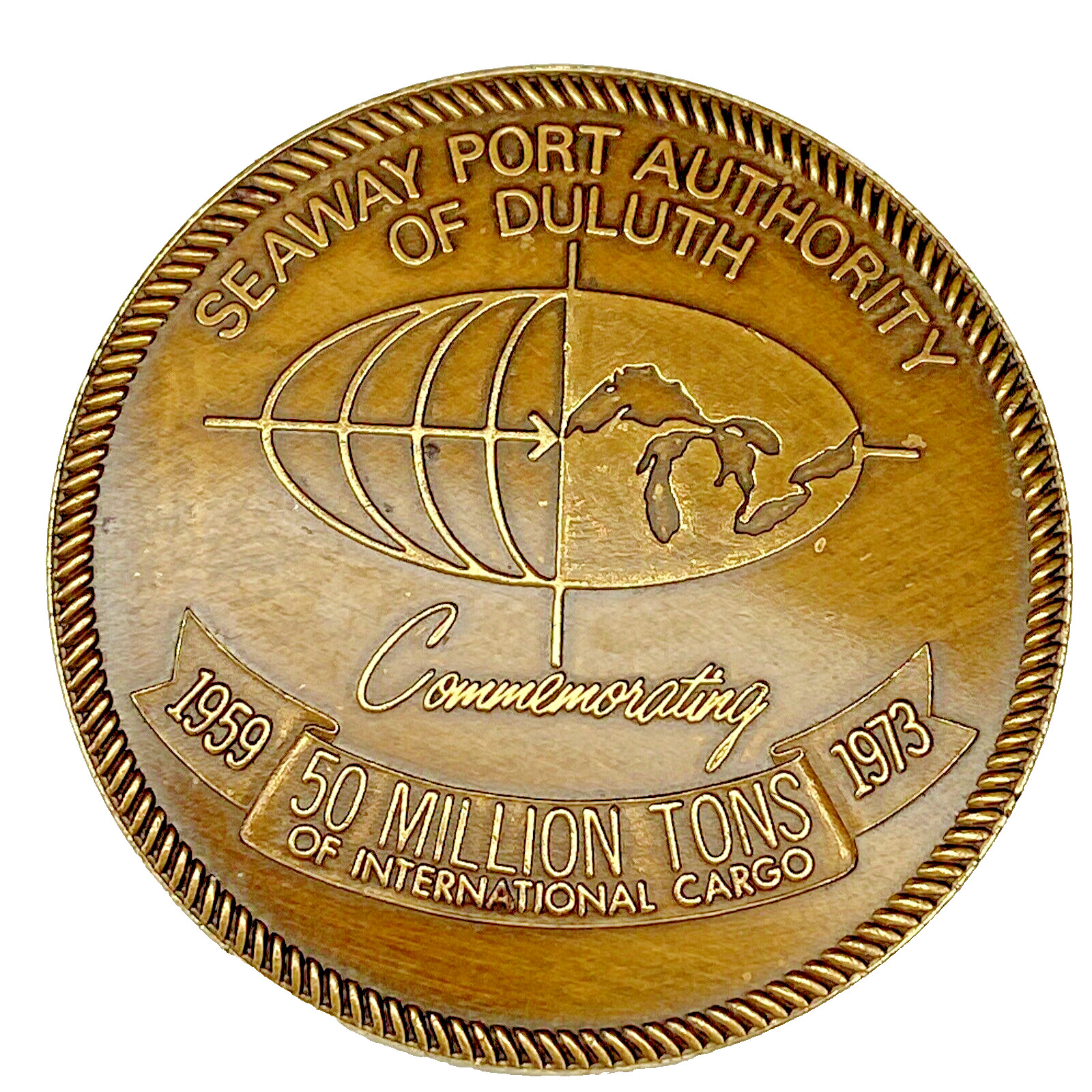 Port Authority Of Duluth Minnesota Token 1973 Seaway World Port 40mm Brass