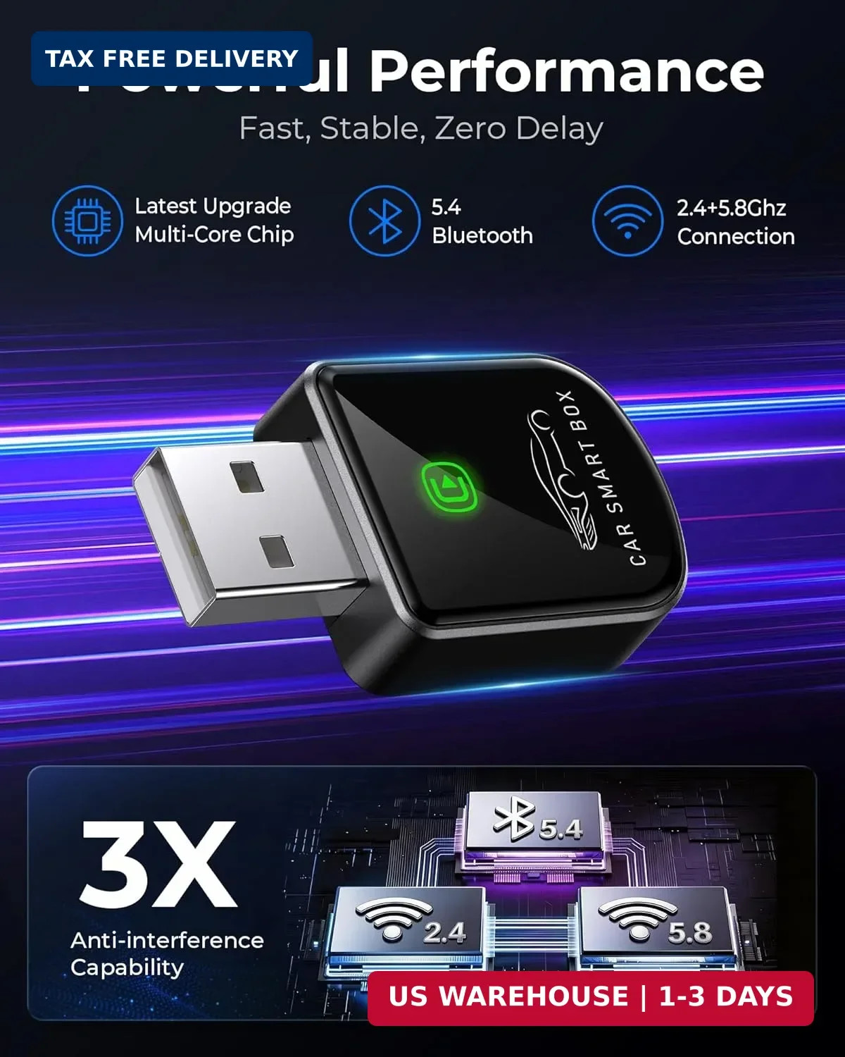 Wireless Carplay Adapter for iPhone Latest Upgrade, Tiny Bluetooth Receiver Conv