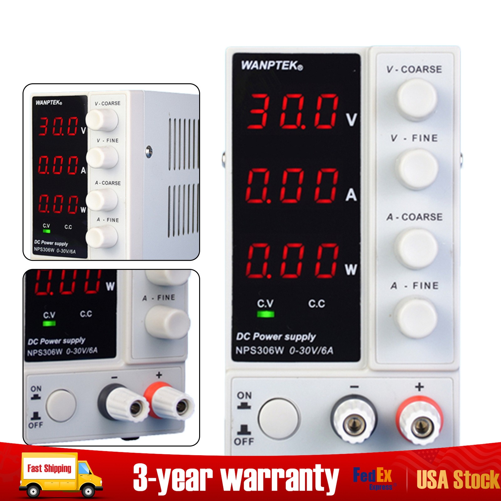0-30V 0-6A Lab DC Bench Power Supply Variable Linear Adjustable Power Supply US