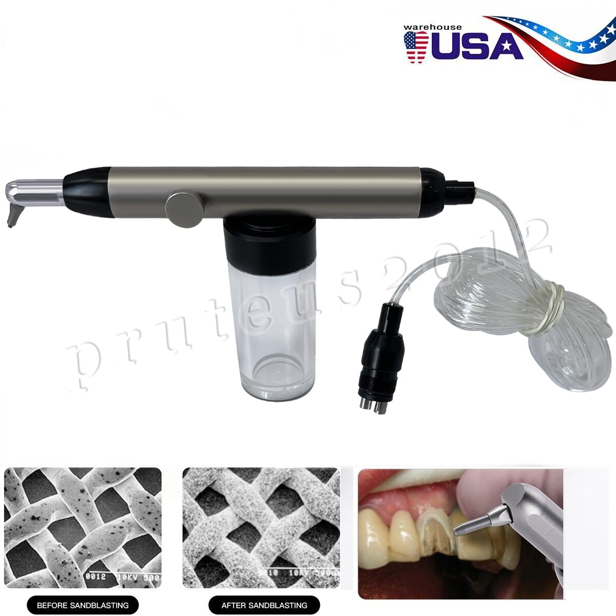 Dental Alumina Air Abrasion Polisher Microetcher Sandblasting Gun 4 Hole USA