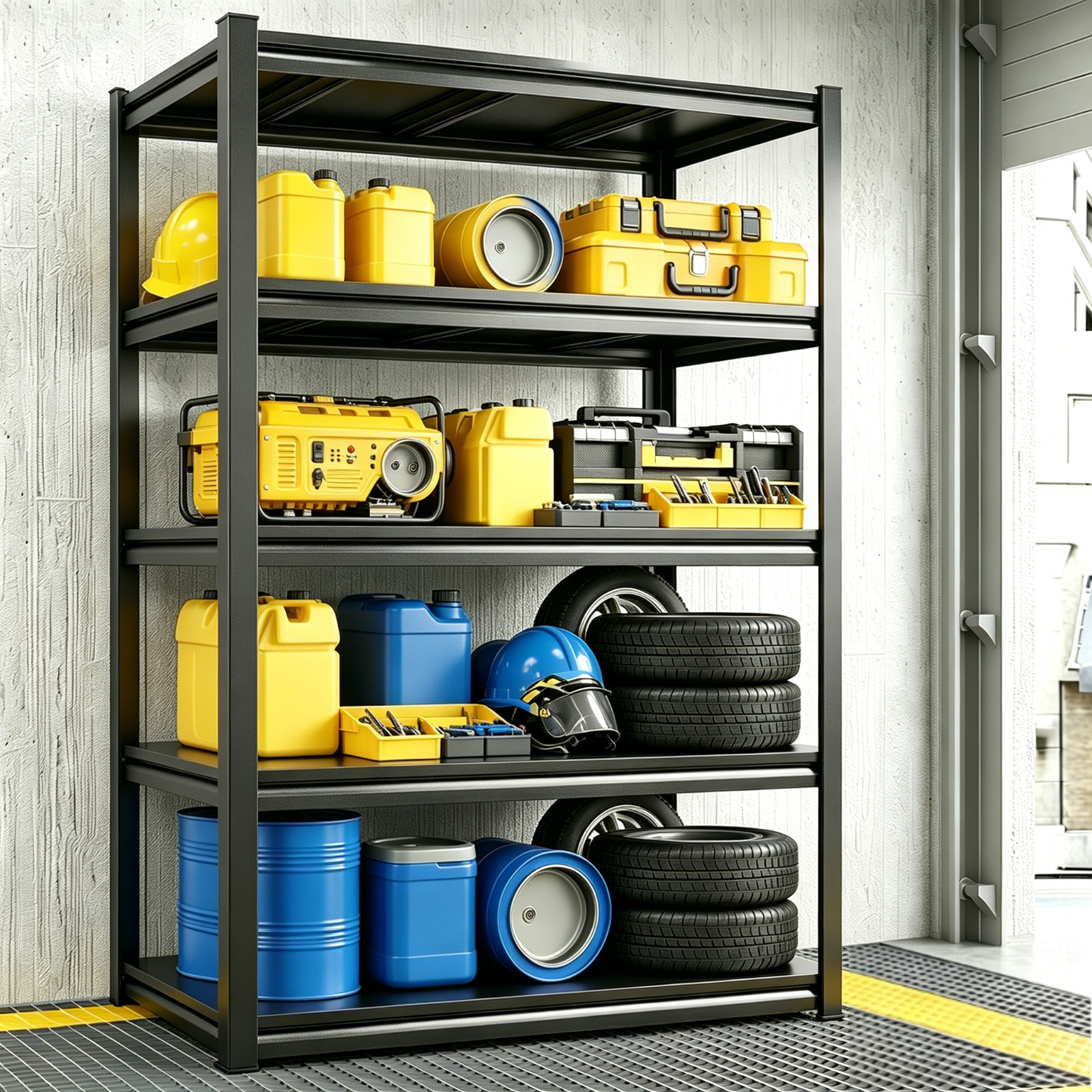 5-Tier Metal Storage Rack Heavy Duty Industrial Garage Shelves 2500 lbs Capacity