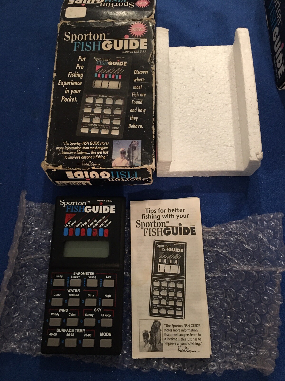 NOS VINTAGE SPORTON FISH GUIDE W NEW BATTERY & INSTRUCTIONS IN ORIGINAL BOX