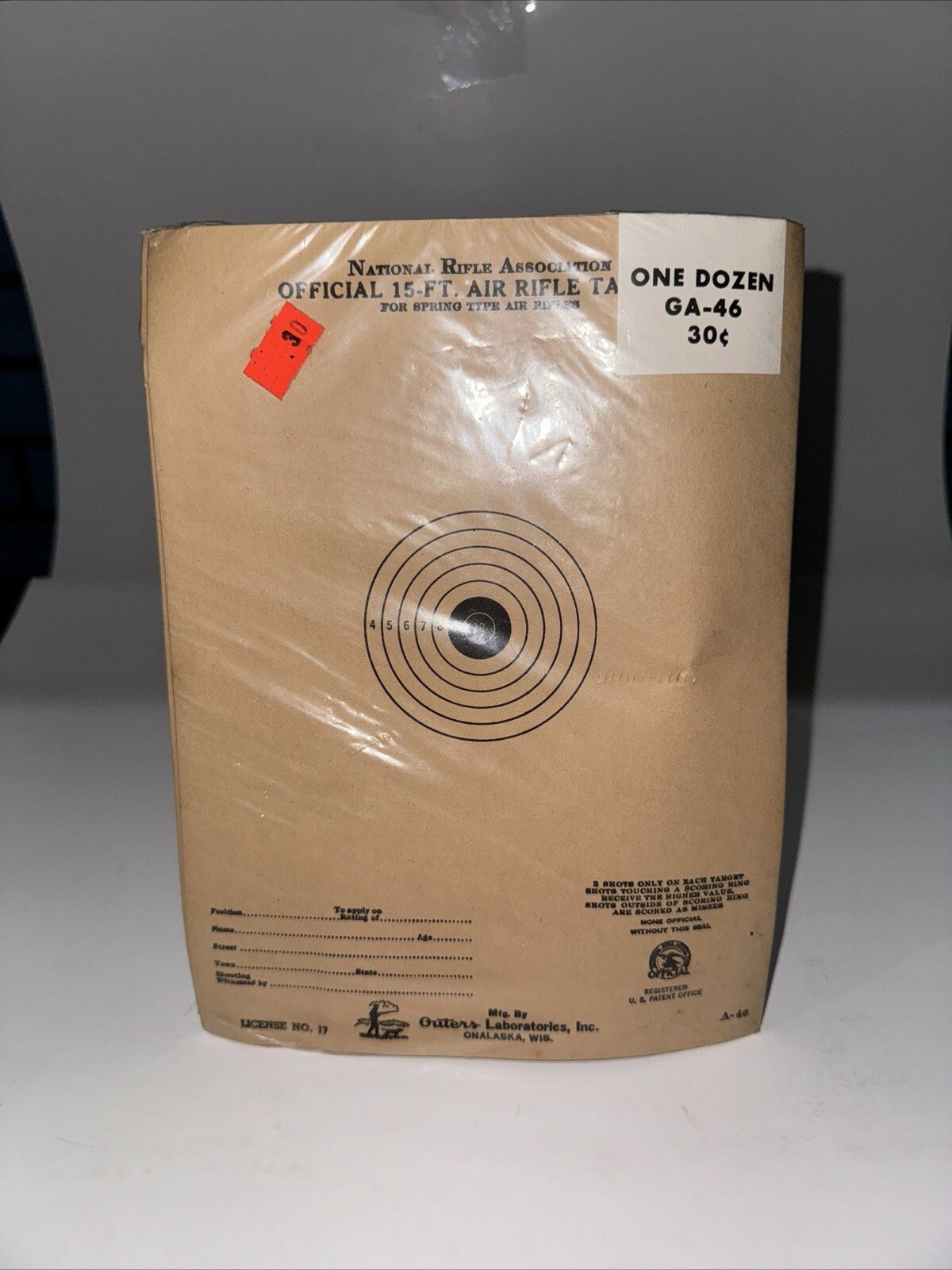 Vintage NRA Official 15 Foot Air Rifle Target A46 Daisy 2 Packs Of 12.