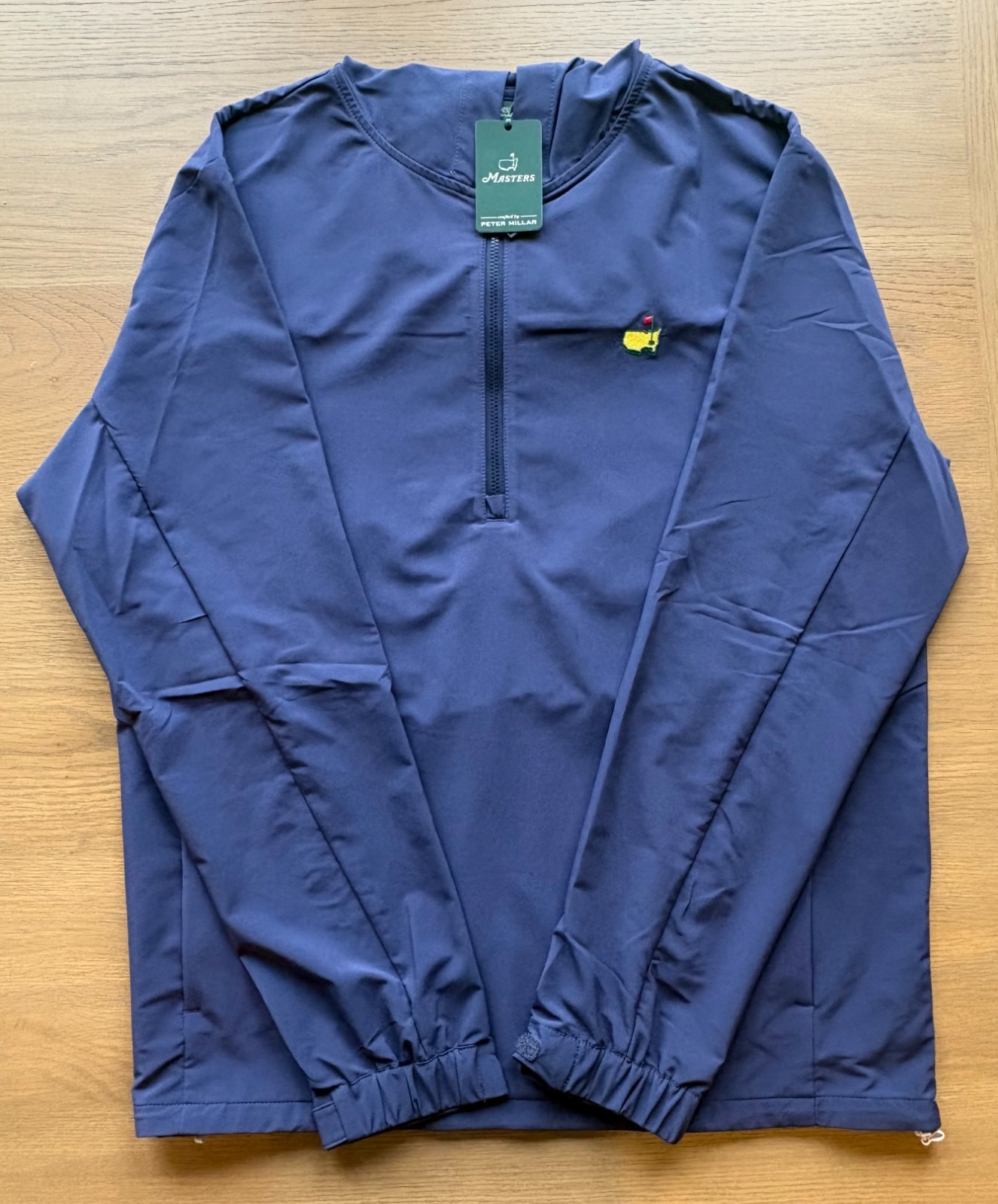 2026 Masters Peter Millar Men's Medium Navy Blue Golf Pullover Hooded 1/4 Zip