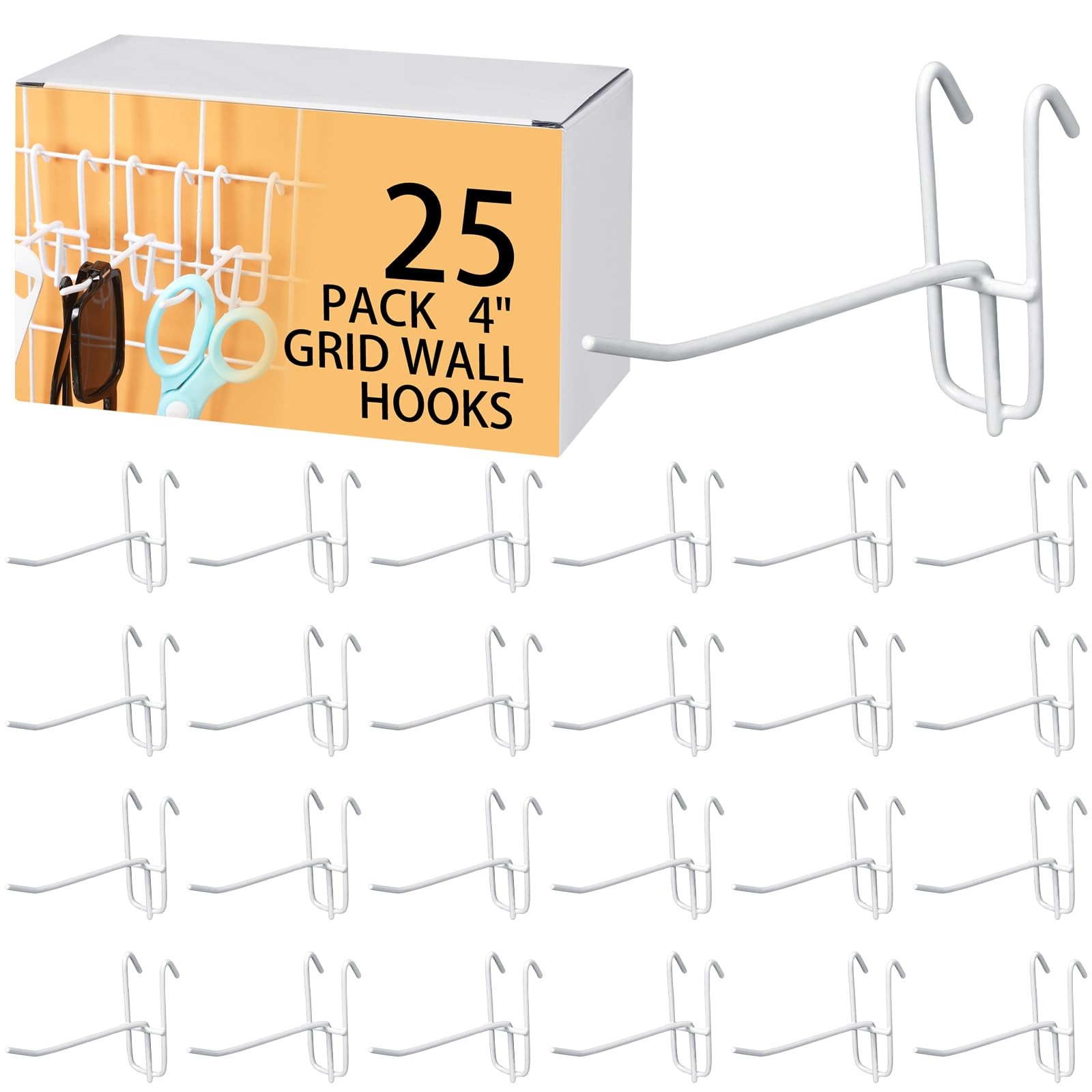 4 Inch Grid Wall Hooks 25 Pcs Gridwall Panel Hooks Store Garage Wall Mount Or...