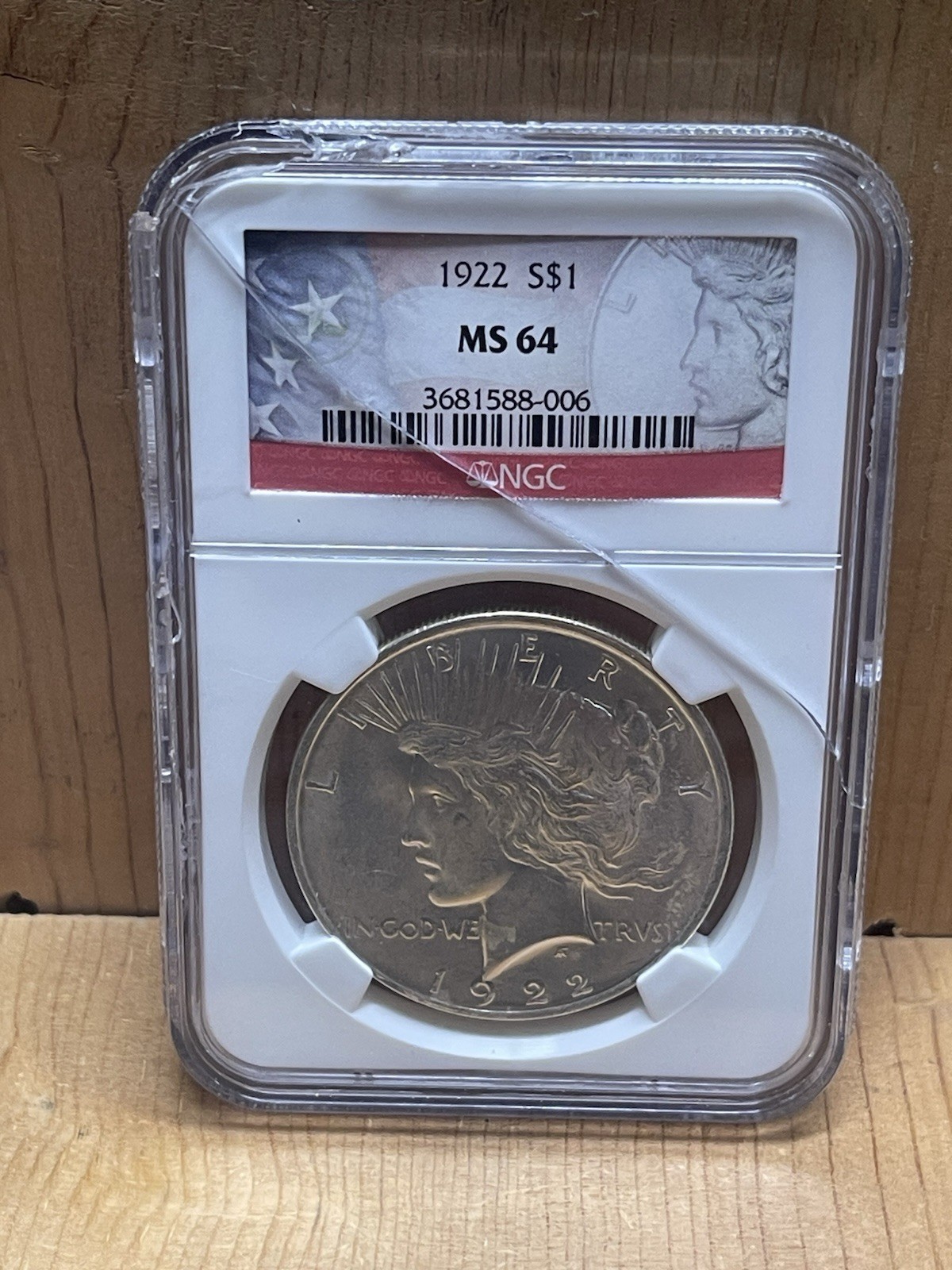 1922 Philadelphia Peace Silver Dollar $1 NGC MS 64 Cracked Slab See Pictures