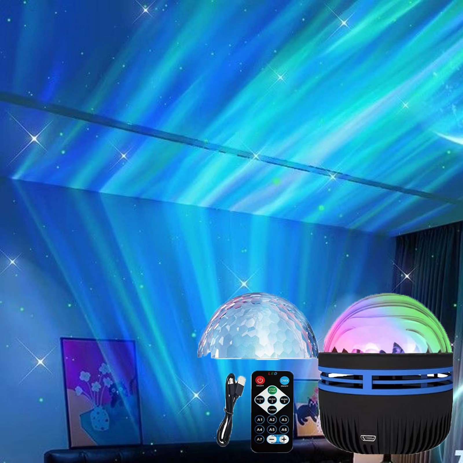 Ocean Wave Projector, Light Projector with Remote Control, Night Black