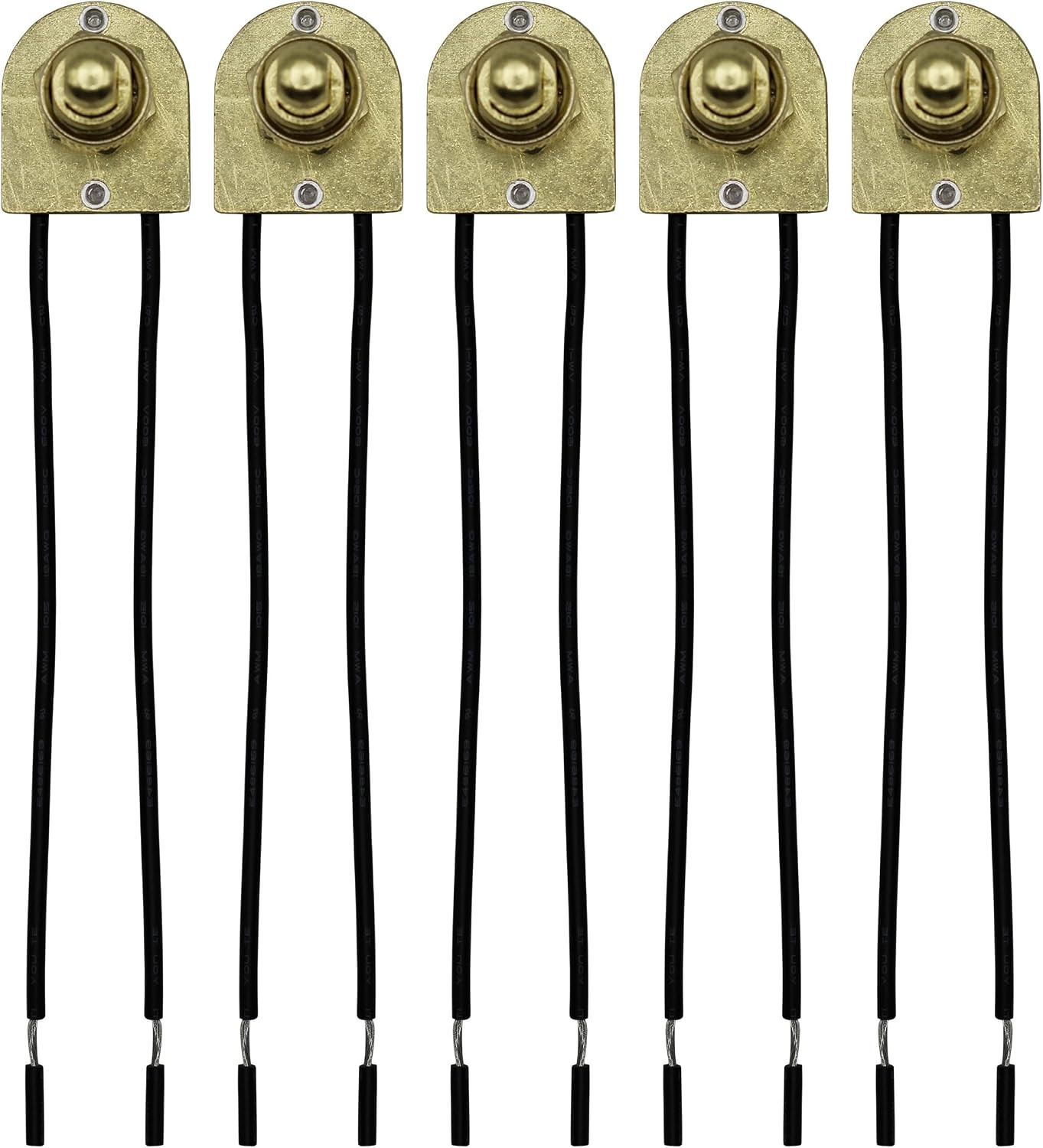 5 Pack Metal Push Button On Off Switches 3A 120V with 6in Wire Leads
