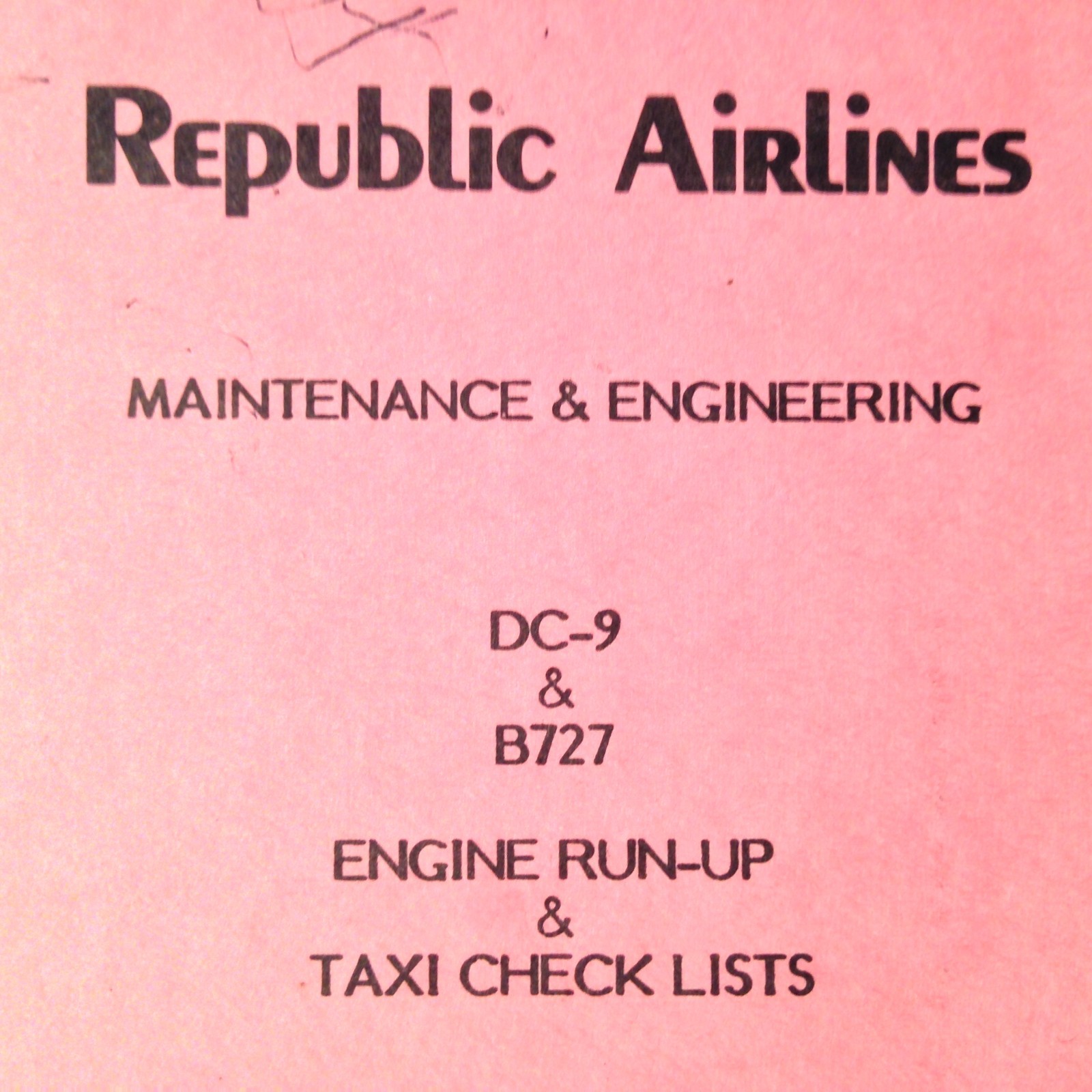 DC-9 and B-727 Engine Run-Up and Taxi Checklist.