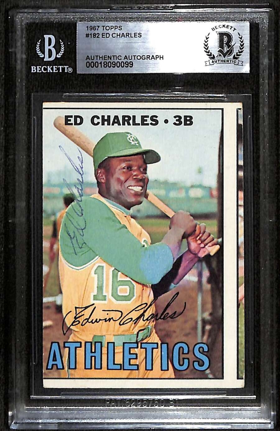 1967 Topps 182 Ed Charles  BGS Auto Autographed BAS Authentic C99984