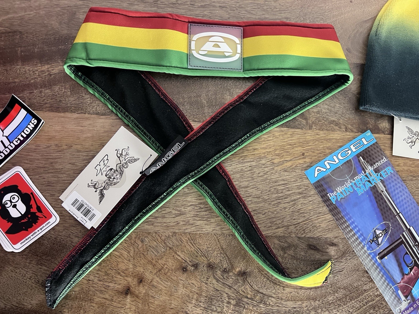 Angel x  Bunkerking Rasta Paintball Headband - Vintage - Padded - New Oldstock
