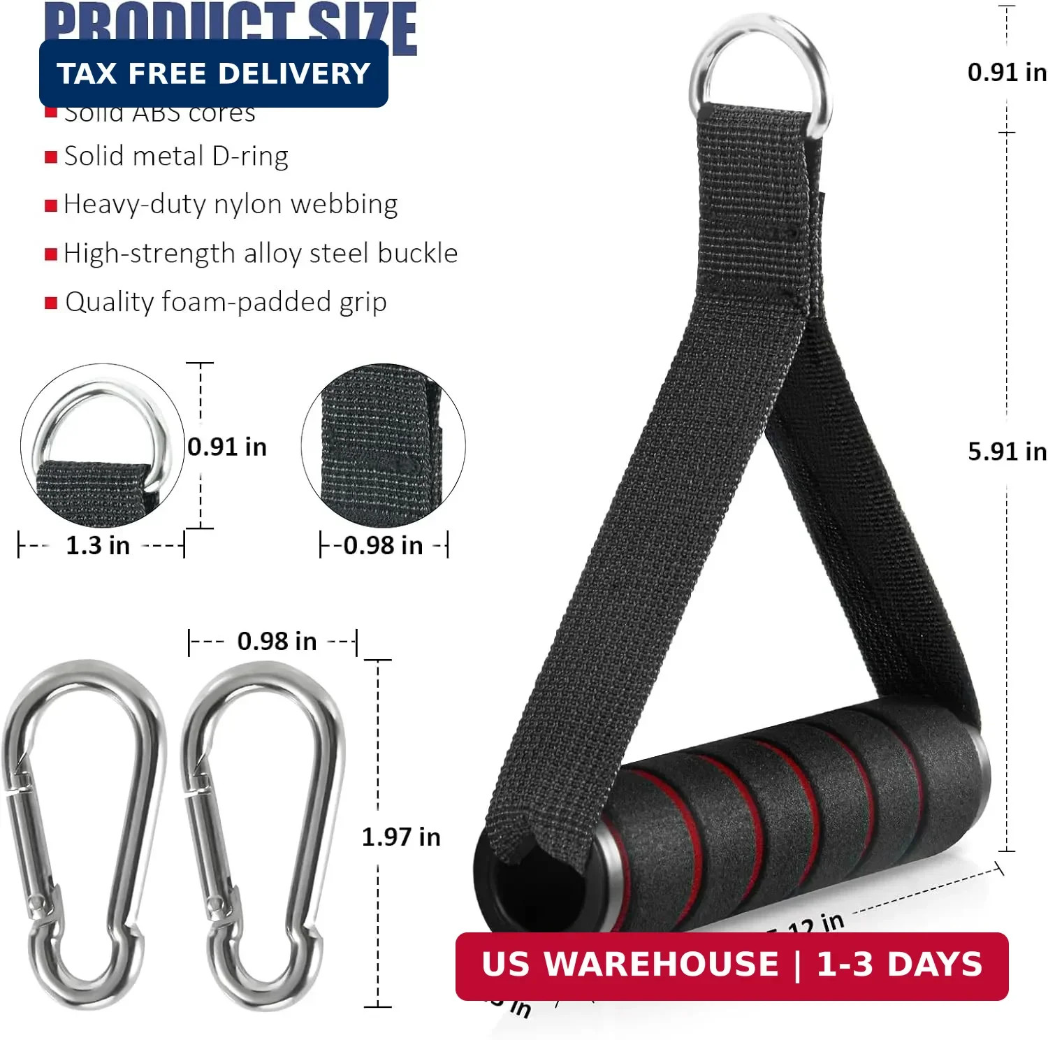 2 Pack Upgraded Exercise Handles, Gym Handle Equipment for Cable Machine Attachm