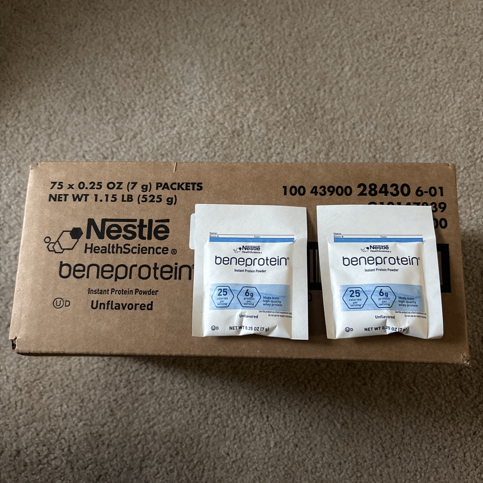 Beneprotein Protein Supplement Unflavored 7 Gram packets  case of 75 Exp June 27