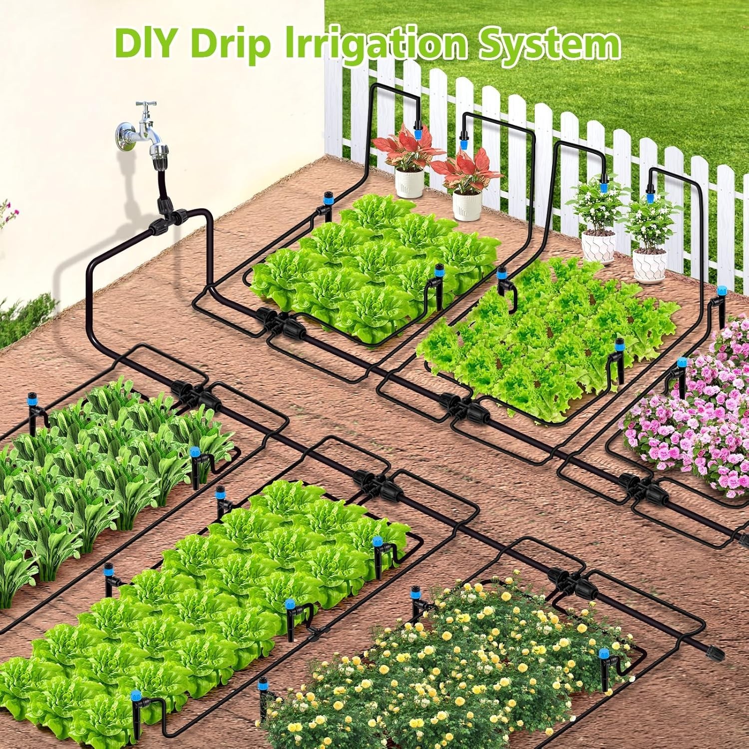 Automatic Drip Irrigation System Kit, 230FT Quick Connect Watering System for