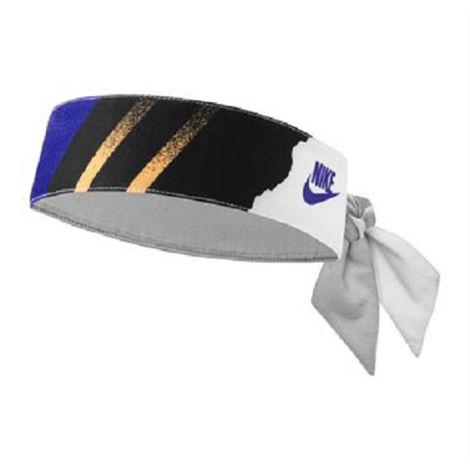 New Nike Tennis Graphic Dri-Fit Headband Blackened Blue Head Tie Nadal