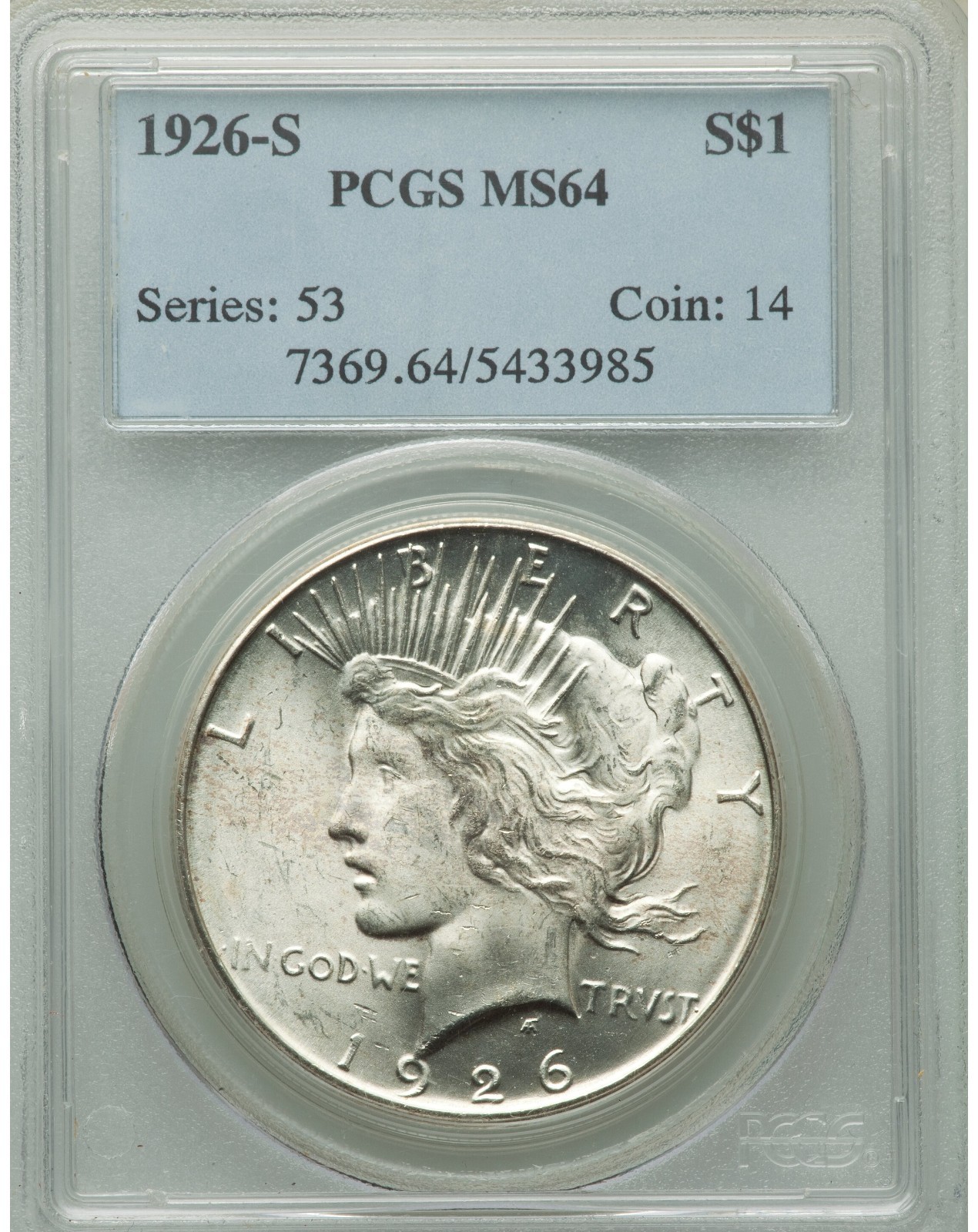 1926-S PEACE DOLLAR PCGS MS64