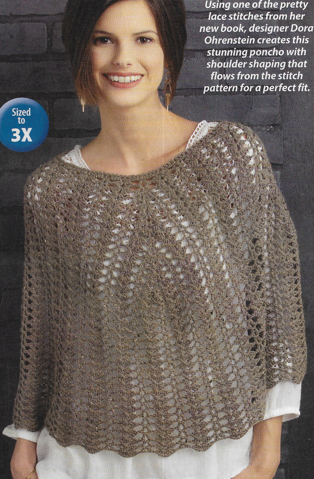 Lady's Tiffany Poncho crochet pattern instructions