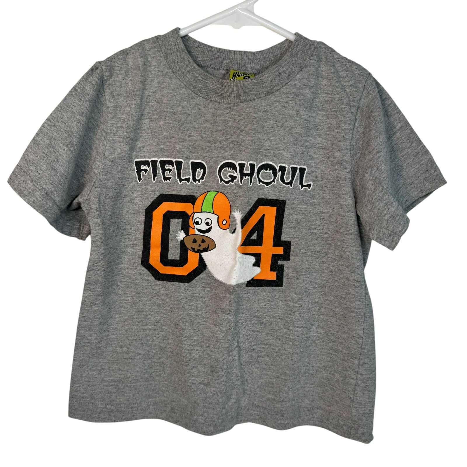 Gray Field Ghoul 04 Ghost T-Shirt Tee Top Football Halloween Spooky Kids Boys 3T