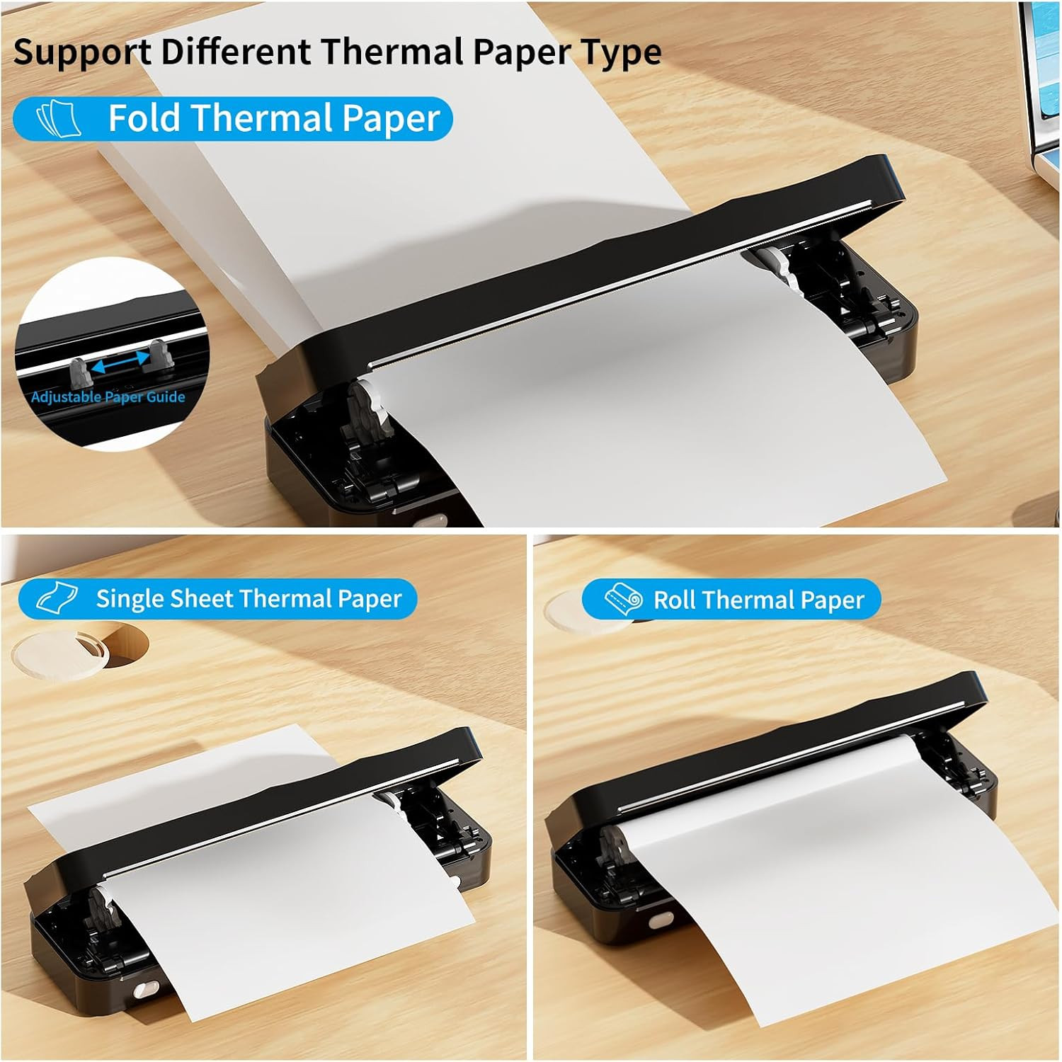 Portable Wireless Thermal Printers for Travel, Inkless Bluetooth Thermal Printer