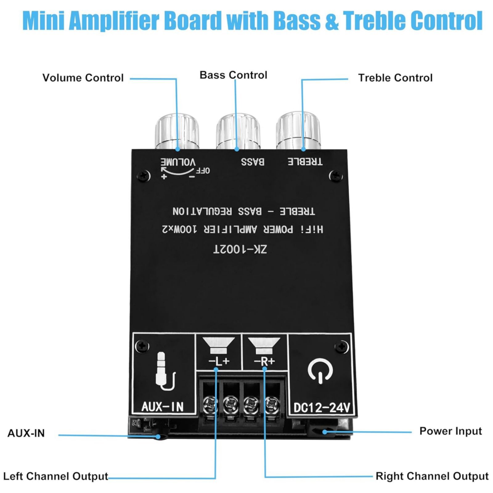 ZK-1002T 2.0 Channel Bluetooth 5.0 Amplifier Board 200W With Aux Input Audio