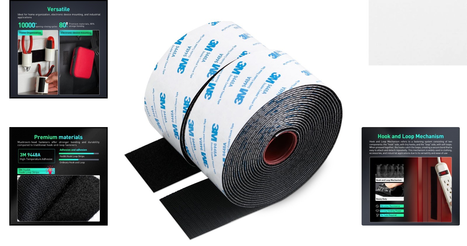 Durable 3M Hook and Loop Tape - 16.5ft x 2" for Indoor & Outdoor Projects