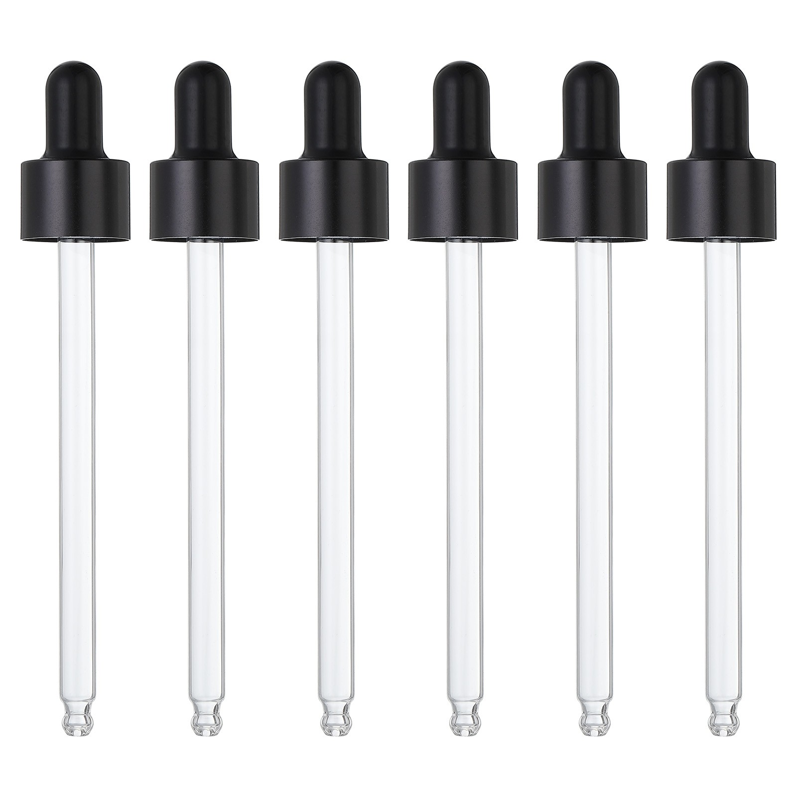 6 Pcs Aluminum Glass Dropper Closure Top for 100ml(3.4oz) Bottle, Black