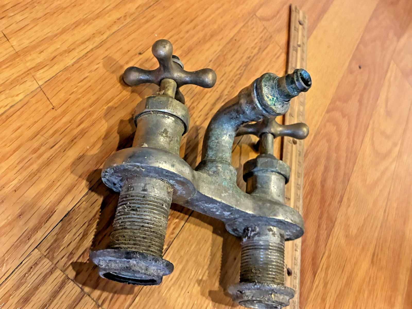ANTIQUE BRASS & NICKEL-PLATED FAUCET FIXTURE - LOOK!