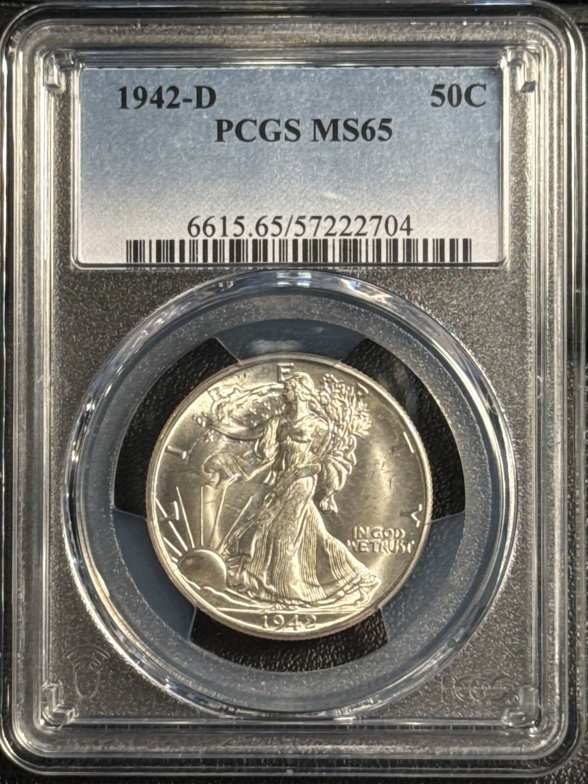 1942 D Walking Liberty Half Dollar PCGS MS-65