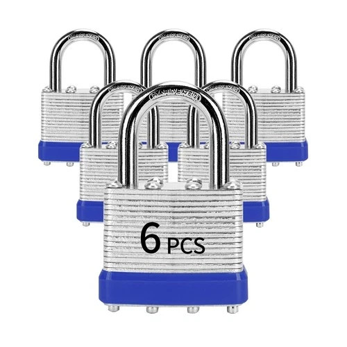 Padlocks with Same Key 6 Pcs Laminated Keyed Padlock 40mm Keyed Alike Set