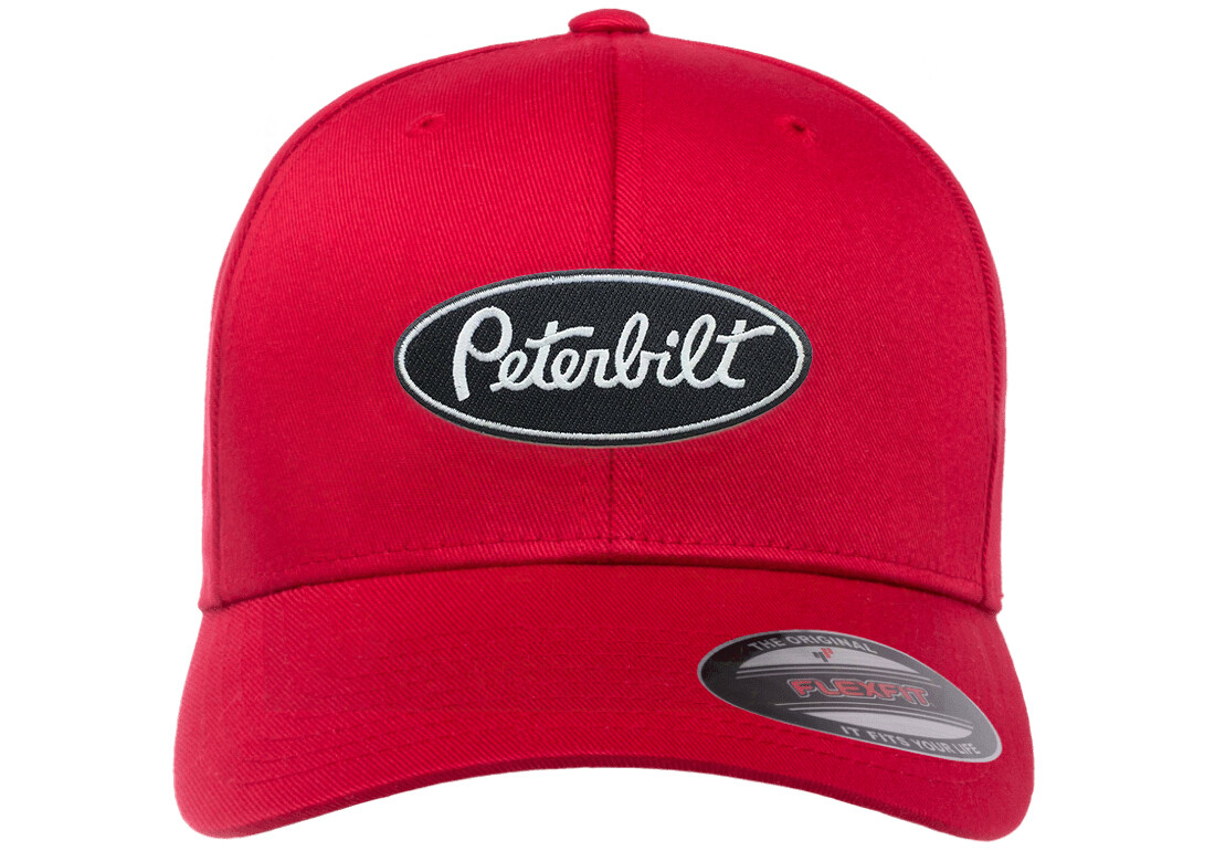 PETERBILT TRUCK BLACK Embroidered Patch CURVED or FLAT BILL FLEXFIT HAT