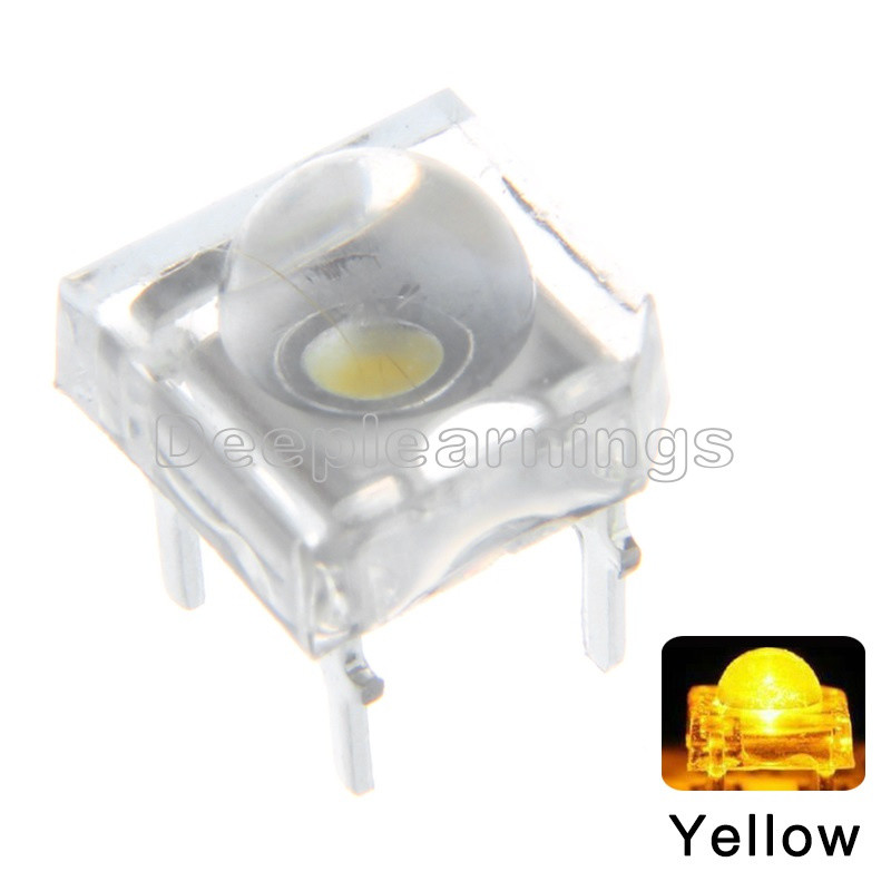 50PCS 5mm F5 Piranha LED Yellow Round Head Super Bright Light Emitting Diode