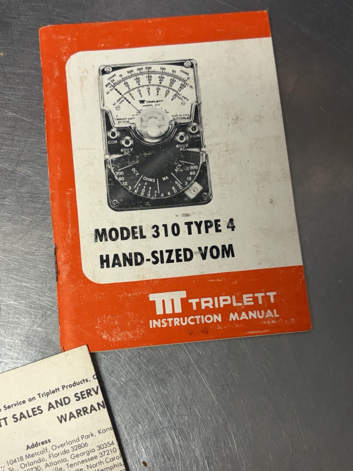 Triplett Model 310 Type 4 Volt Ohm Meter with Case, Probes and Instructions