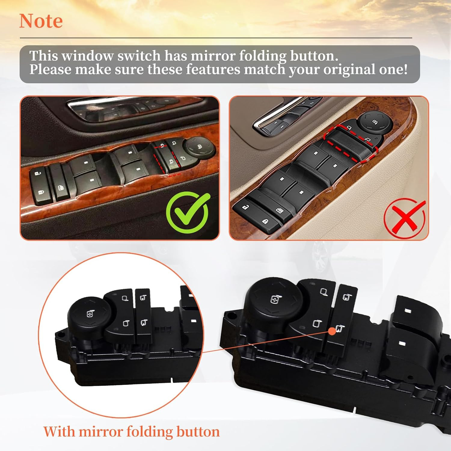 20835553 Power Driver Side Master Control Window & Mirror & Door Lock Switch Fit