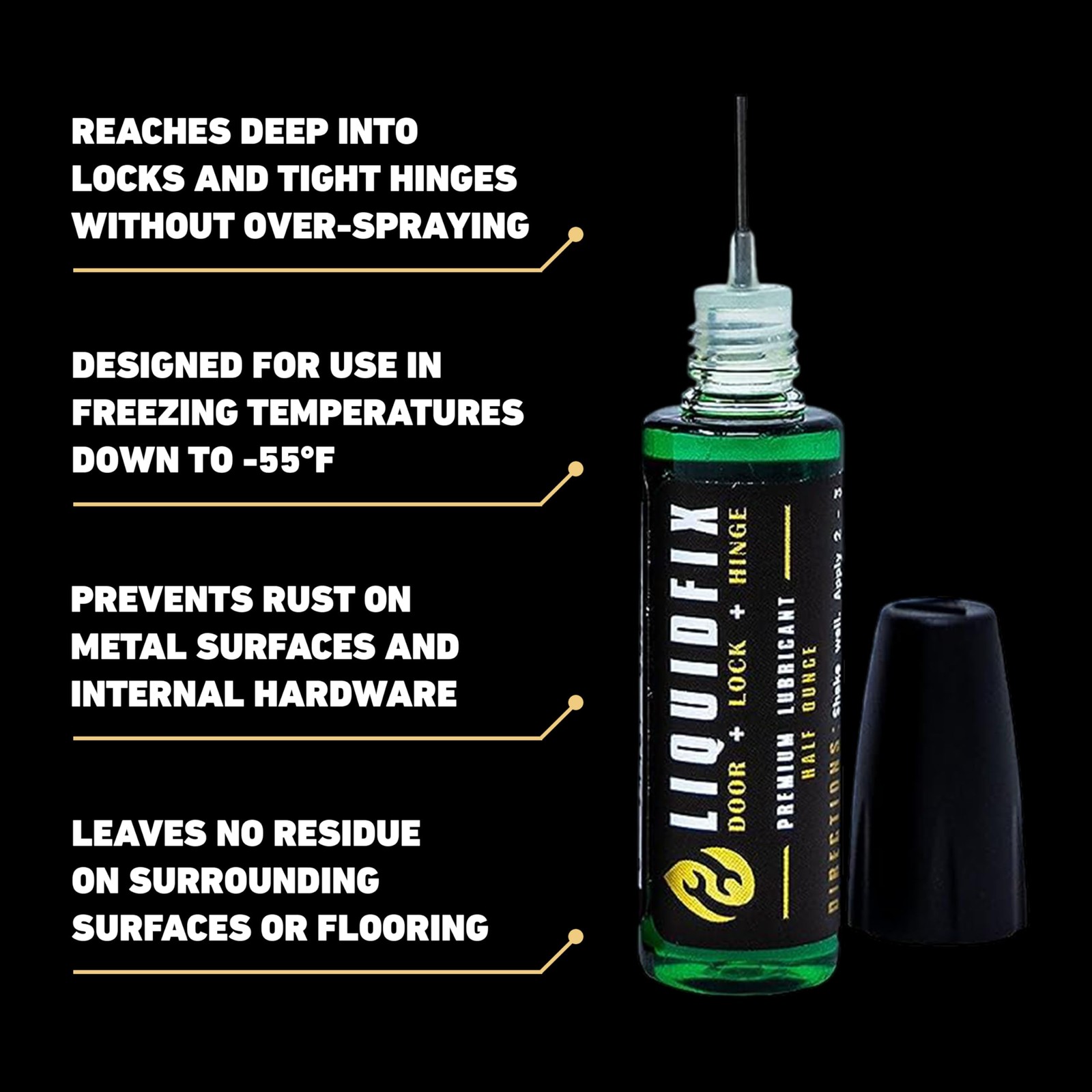LiquidFix Door, Lock, and Hinge Lubricant | 4 oz Dropper + 0.5 Needle 1 Pack